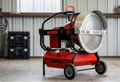 SunFire 150 portable radiant heater for farms, ranches and shops.